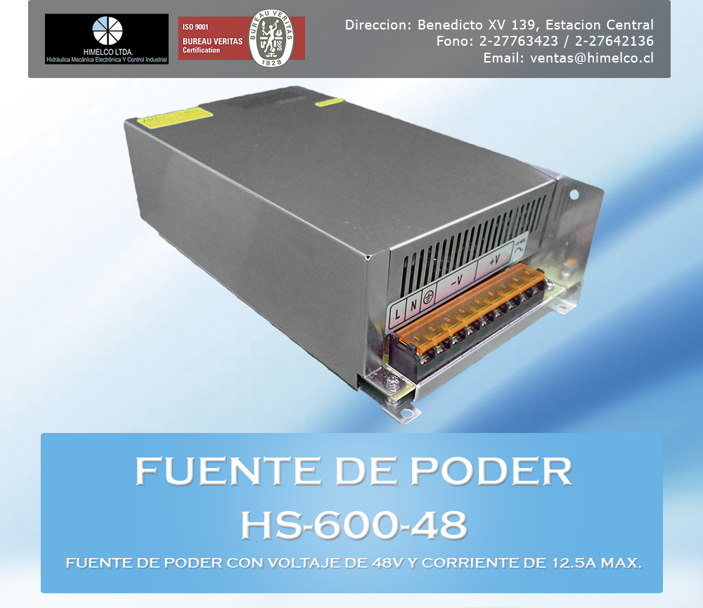 Fuente de poder HS-600-48 | HIMELCO LTDA.